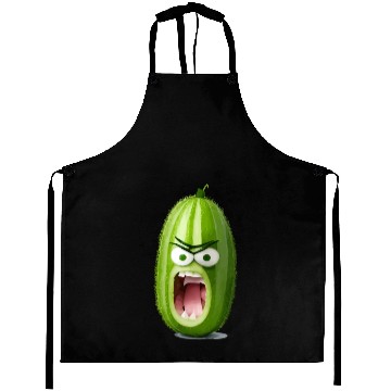 Discover A cucumber with angry face cartoon style Aprons