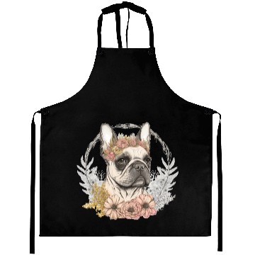 Discover Cute French Bulldog Frenchie Flower Crown Pet Dog Aprons