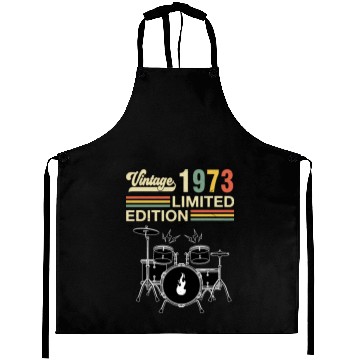 Discover Vintage 1973 Drums 50th Birthday Drummer Aprons