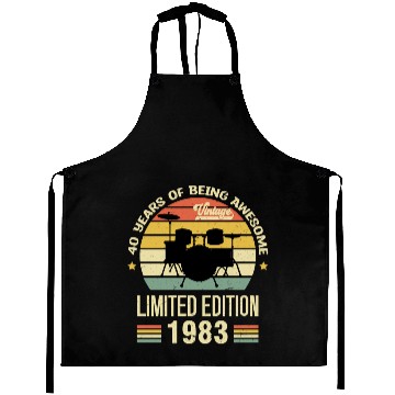 Discover Vintage 1983 Drums 40th Birthday Drummer Aprons