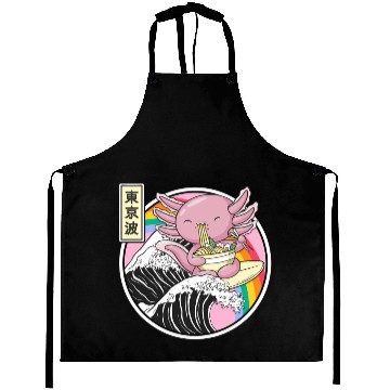 Discover Axolotl Eating Ramen Kanagawa Wave Kawaii Japan Va Aprons