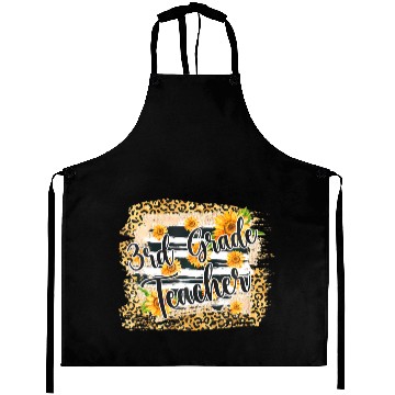 Discover Leopard Sunflower 3rd Grade Teacher First Day Back Aprons