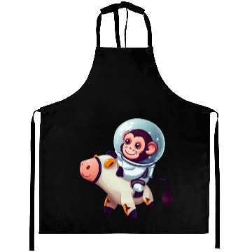 Discover Astronaut Monkey Riding on a Cow Aprons