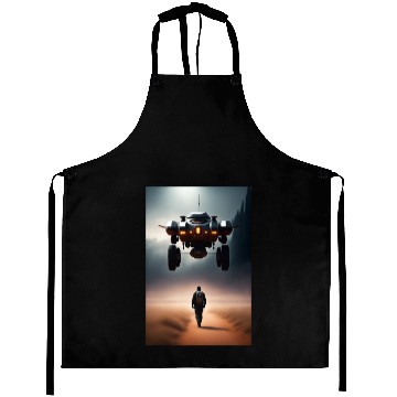 Discover A robot hovering near a man Aprons