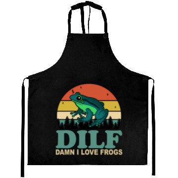 Discover Dilf-Damn I Love Frogs Saying Frog-Amphibian Aprons
