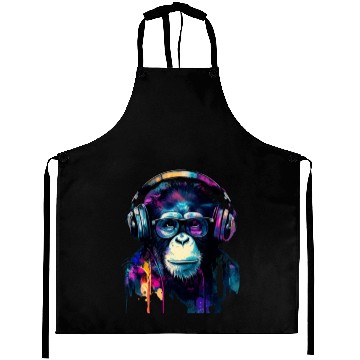 Discover Banksy DJ Monkey with Headphones Aprons
