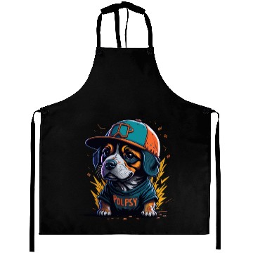 Discover Cute Border Collie Puppy Wearing Baseball Hat Aprons