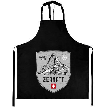 Discover Zermatt Matterhorn Mountain Switzerland Emblem Aprons