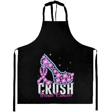 Discover Crush Breast Cancer Bling Ribbon Aprons