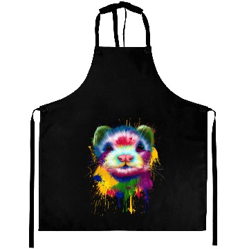 Discover Ferret Artwork Face Hand Painting Splash Pet Polec Aprons