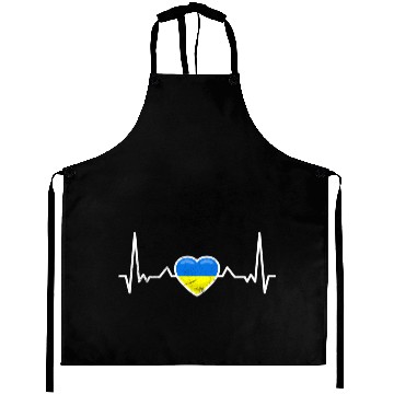 Discover Heartbeat Ukraine Heart Ukrainian Flag Aprons