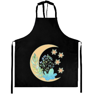 Discover Floral Crescent Moon Healing Crystal Garden Witch Aprons