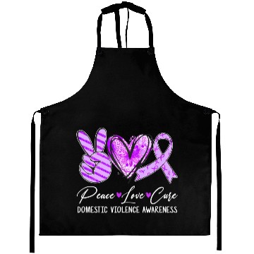 Discover Peace Love Cure Purple Ribbon Domestic Violence Aw Aprons