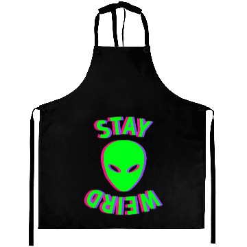 Discover Awesome Stay Weird Alien Face Glitch Ufo Extraterr Aprons