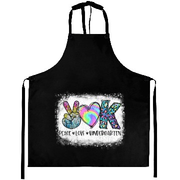 Discover Peace Love Kindergarten Teacher Appreciation Retro Aprons