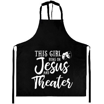 Discover This Runs On Jesus And Theater Christian Aprons