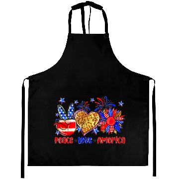 Discover Peace Love America US Flag Fourth Wo 4th Of July P Aprons