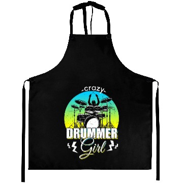 Discover Crazy Drummer Drums Drummer Saying Aprons