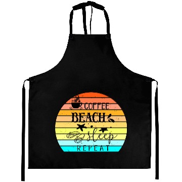 Discover Coffee Beach Sleep Repeat Aprons