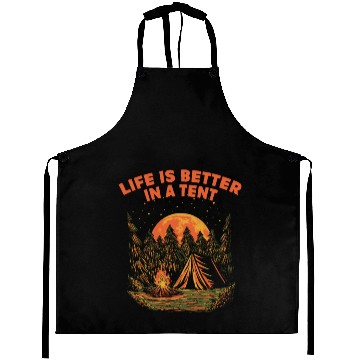 Discover Life Is Better in a Tent Camping Wildlife Camper O Aprons