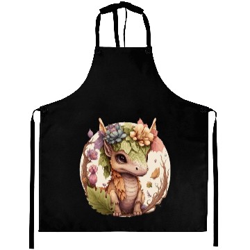 Discover Cottagecore Cute Baby Dragon Floral Fantasy Pet Fl Aprons