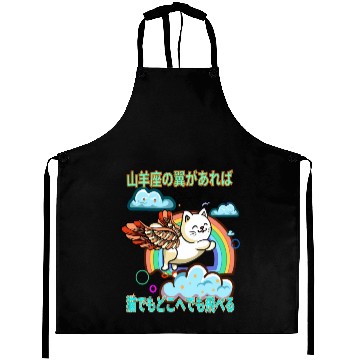 Discover Cat Capricorn Wings (Japanese) Aprons