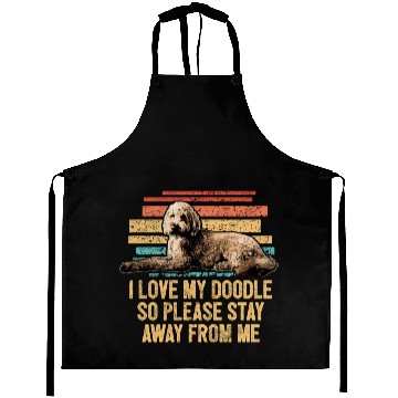 Discover Retro I Love My Doodle Goldendoodle Dog Mom Dog Aprons