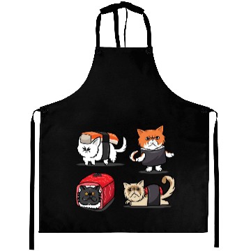 Discover Sushi Persian Cat For Funny Cat Lover Sushi Lover Aprons