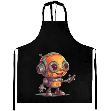 Discover Cute waving robot illustration technology friendly Aprons