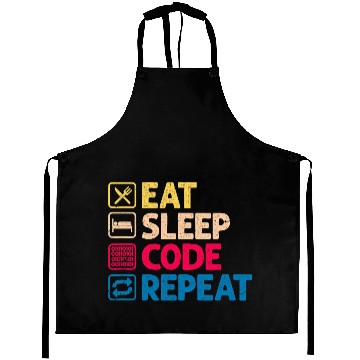 Discover Eat Sleep Code Repeat Funny Binary Programmer Aprons
