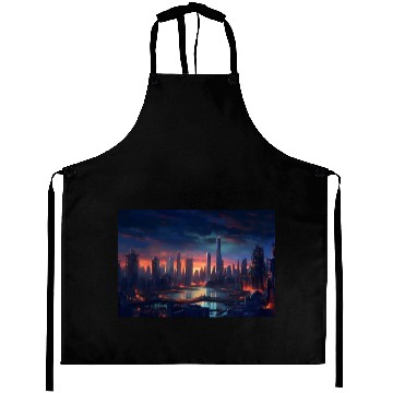 Discover Chicago Post Apocalyptic Hues Cyberpunk Neon Aprons