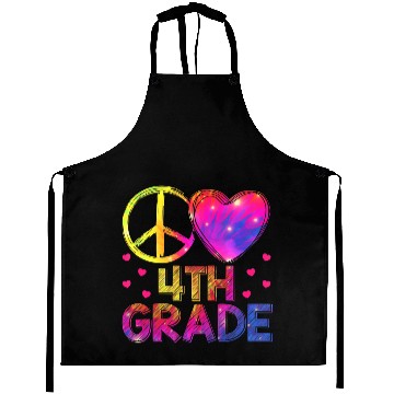Discover Tie Dye Peace Love 4th Grade Teacher Student Back Aprons