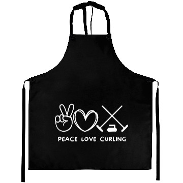 Discover Peace Love Curling Retro Curling Lover Sport Lover Aprons