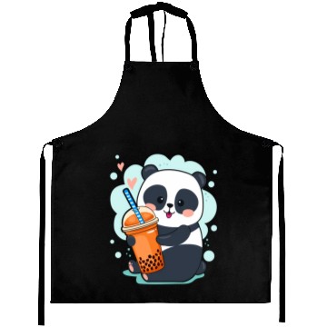 Discover Kawaii Panda Anime Boba Drink Bubble Tea Tapioca Aprons