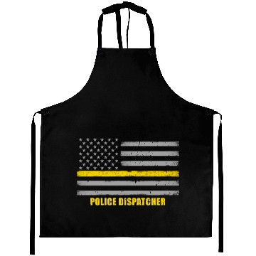 Discover Police Dispatcher - Thin Gold Line Flag Aprons