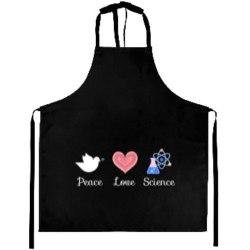 Discover Peace Love & Science Heart Leopard Plaid Christmas Aprons