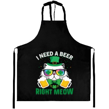 Discover St Patric Day Cat I Need A Beer Right Meow Aprons
