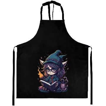 Discover Cat reading book Aprons
