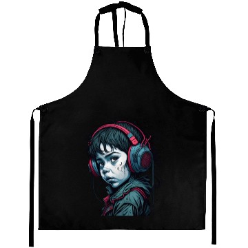 Discover sad kid listen to music Aprons