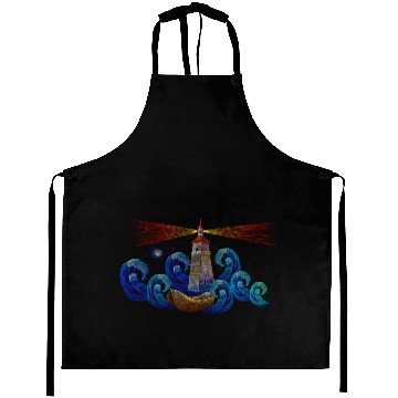 Discover Lighthouse Night y Boat And Sea Nautical Aprons