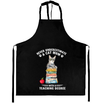 Discover Never Underestimate A Cat Mom With A Teaching Aprons