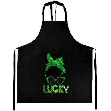 Discover Lucky Mama Messy Bun Leopard Shamrock St Aprons