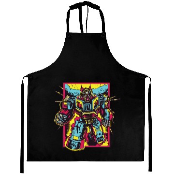 Discover Red Aprons Retro Style 90s Cartoon Comic Hero Robot