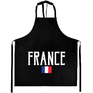 Discover France Flag White Text Aprons