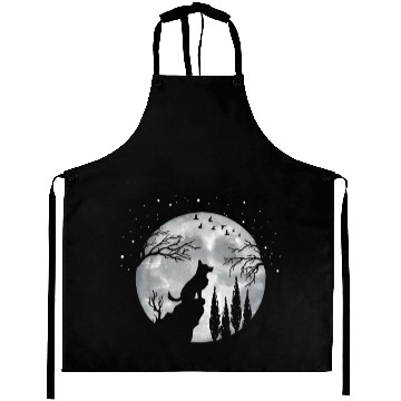 Discover German Shepherd Dog Full Moon At Night German Aprons