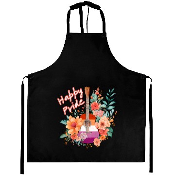 Discover LGBTQ Happy Pride, Retro Guitar & Flowers, Lesbian Aprons