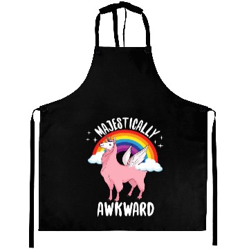 Discover Majestically Awkward Llamacorn Llama Uorn Aprons