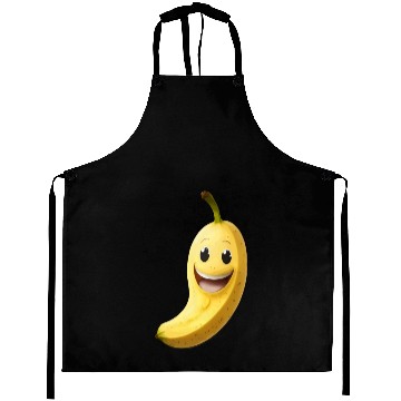 Discover A banana with smiling face cartoon style Aprons