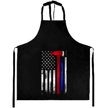 Discover Thin Red Blue Line American Flag Axe Firefighter Aprons