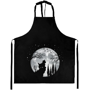 Discover Yorhire Terrier Full Moon At Night Pet Aprons